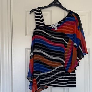 Joseph Ribkoff Black Multicolor Striped Blouse